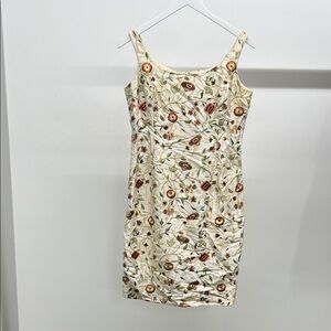 Badgley Mischka Cream Floral Midi Dress